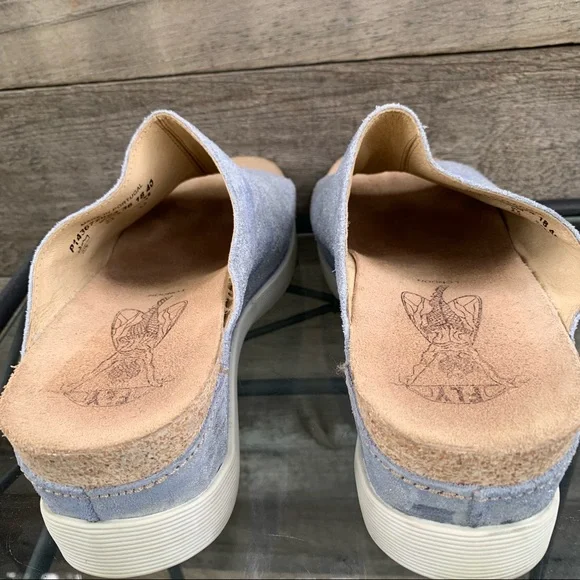 Fly London Wigg Sandal Blue Silver Platform Wedge Slide Shoe Women’s Sz 40 US 9 - Picture 6 of 11